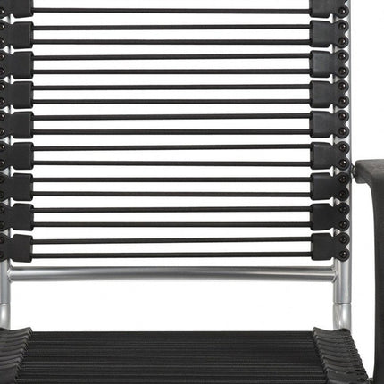 Black and Silver Adjustable Swivel Bungee Rolling Office Chair HomeRoots