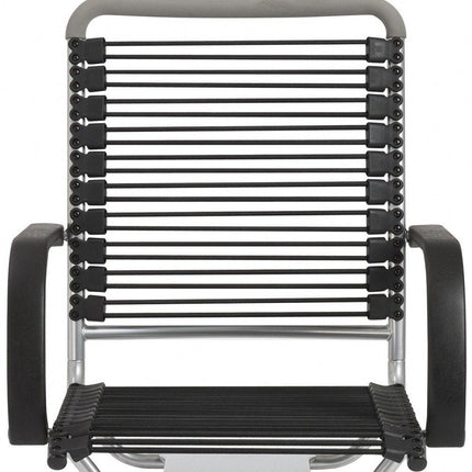 Black and Silver Adjustable Swivel Bungee Rolling Office Chair HomeRoots