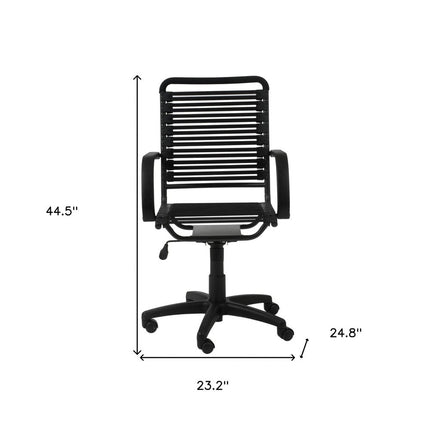 Black Adjustable Swivel Bungee Rolling Office Chair HomeRoots