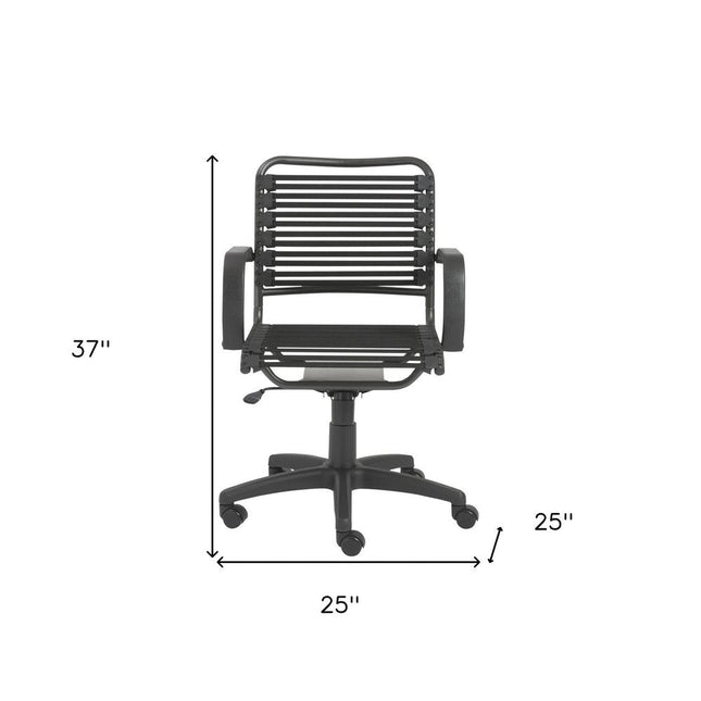 Black Adjustable Swivel Bungee Rolling Office Chair HomeRoots
