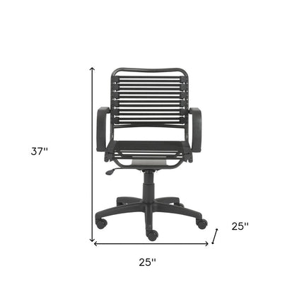 Black Adjustable Swivel Bungee Rolling Office Chair HomeRoots