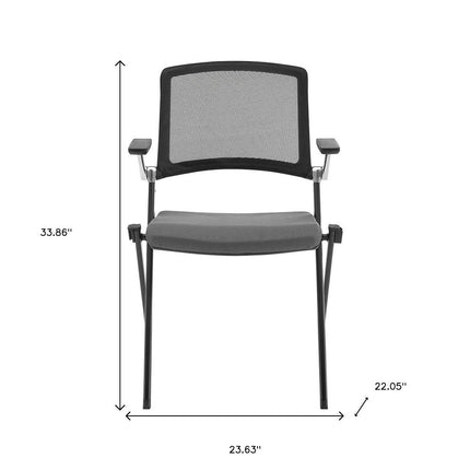 Set of Two Black Gray and Black Mesh Conference Office Chair HomeRoots