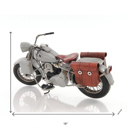 6" Grey Metal Hand Painted Decorative Motorcycle HomeRoots
