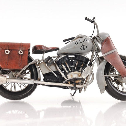 6" Grey Metal Hand Painted Decorative Motorcycle HomeRoots