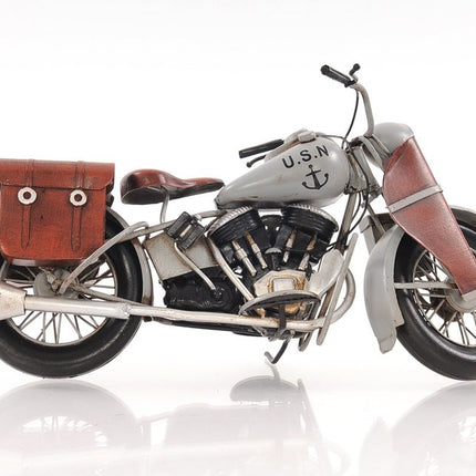 6" Grey Metal Hand Painted Decorative Motorcycle