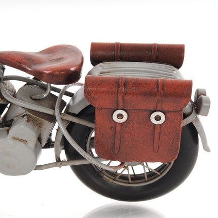 6" Grey Metal Hand Painted Decorative Motorcycle