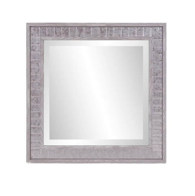 Warm Gray Faux Wood Square Mirror HomeRoots