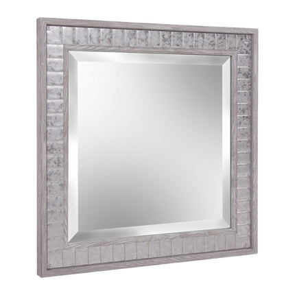 Warm Gray Faux Wood Square Mirror HomeRoots