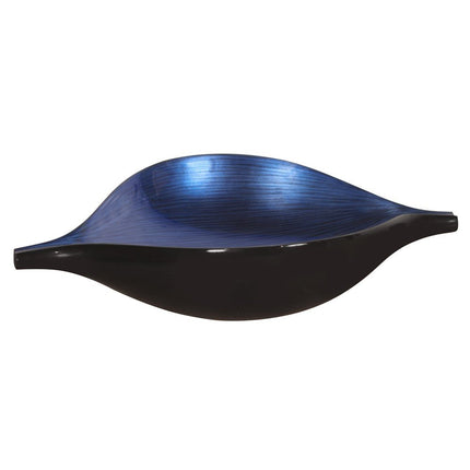 19" Black And Blue Solid Wood Novelty Centerpiece Bowl HomeRoots
