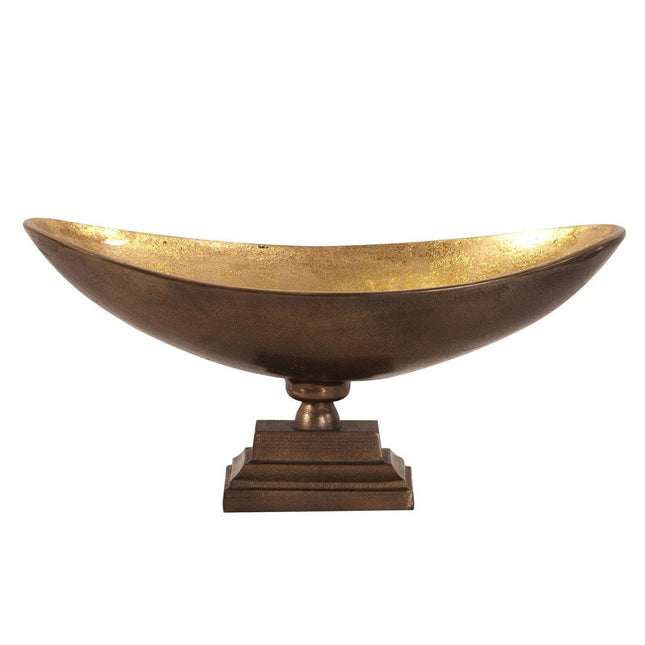 Rustic Bronze Oblong Footed Centerpiece Bowl HomeRoots