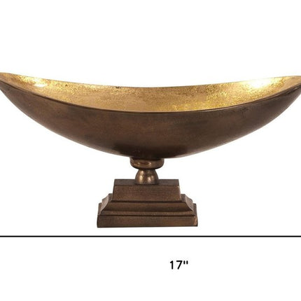 Rustic Bronze Oblong Footed Centerpiece Bowl