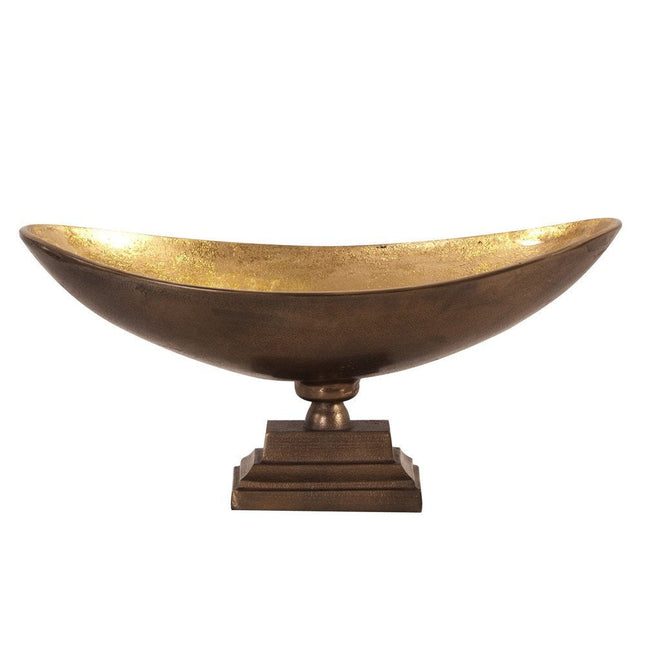 Rustic Bronze Oblong Footed Centerpiece Bowl HomeRoots