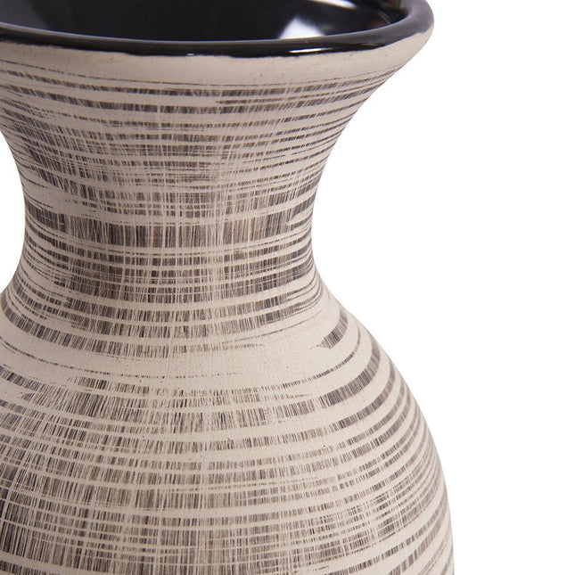 31" Beige And Brown Striped Bud Ceramic Floor Vase HomeRoots