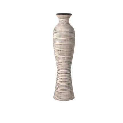 31" Beige And Brown Striped Bud Ceramic Floor Vase HomeRoots