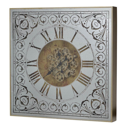 32" Gold And Silver Metal Analog Distressed Square Wall Clock HomeRoots