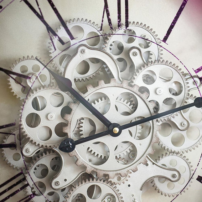 18" Black and Ivory Vintage Gear Industrial Wall Clock HomeRoots