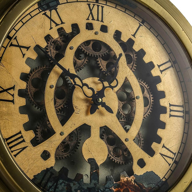 Gold Industrial Style Round Wall Clock HomeRoots