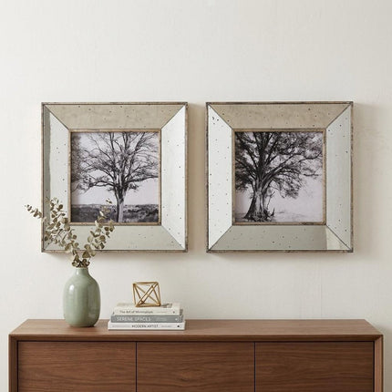 Set of Two Gray Square Framed Art HomeRoots