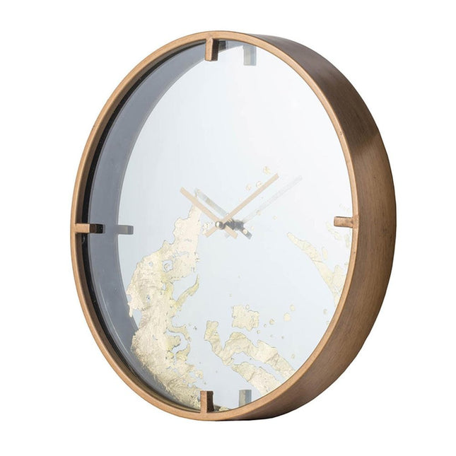 2" Round Gold And White Wood Analog Wall Clock HomeRoots