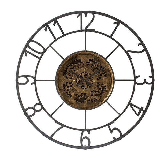 Round Decorative Gear Iron Wall Clock HomeRoots