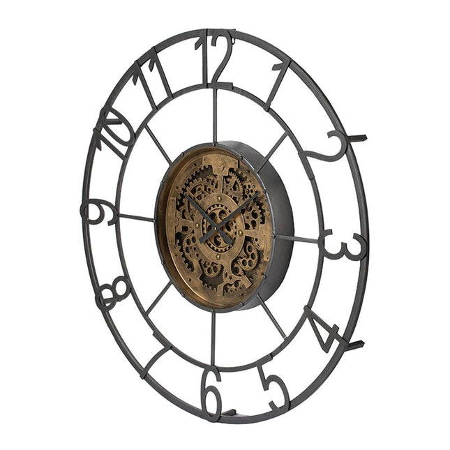 Round Decorative Gear Iron Wall Clock HomeRoots