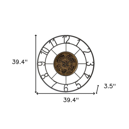 Round Decorative Gear Iron Wall Clock HomeRoots