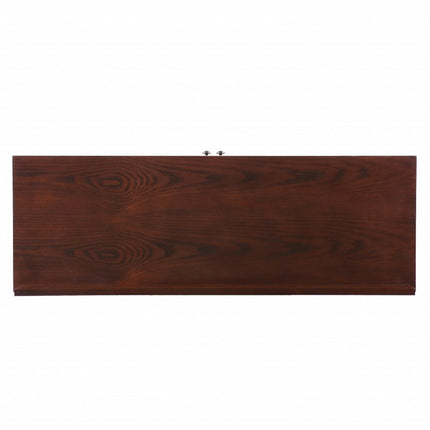 44" Brown Wood With Glass Sideboard with Two Doors HomeRoots