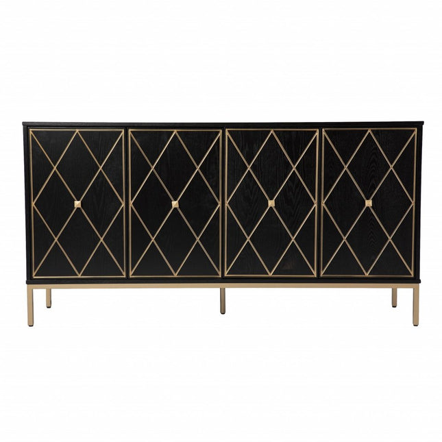 Black and Gold Harlequin Sideboard Storage Cabinet HomeRoots