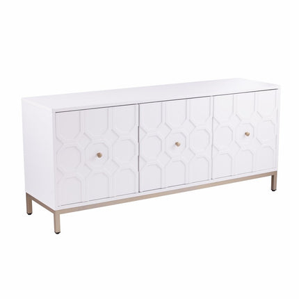 59" White and Gold Sideboard with Three Doors HomeRoots