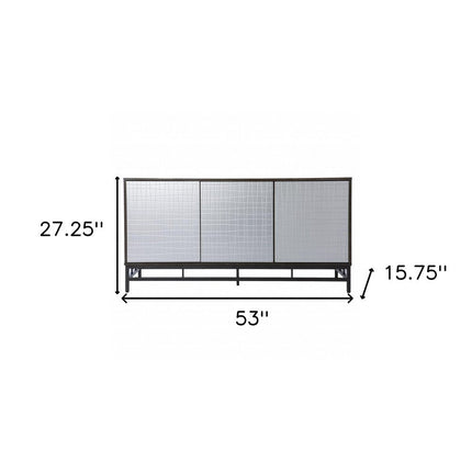 Contemporary Grid Lines Three Door Accent Cabinet HomeRoots