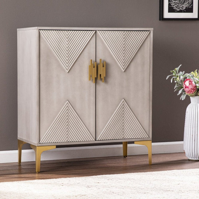 32" Gray Solid Wood Sideboard with Two Doors HomeRoots