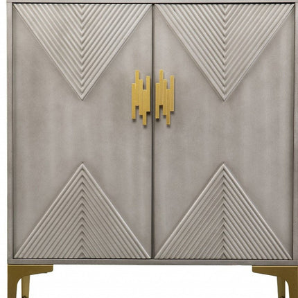 32" Gray Solid Wood Sideboard with Two Doors HomeRoots