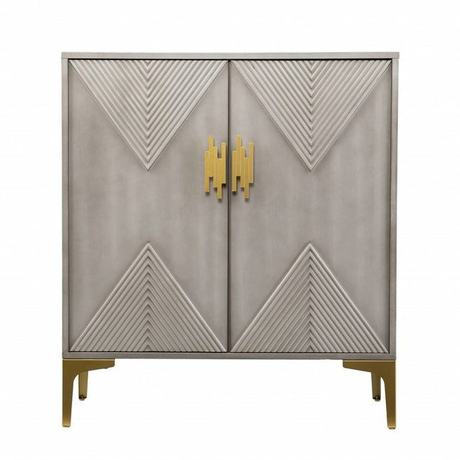 32" Gray Solid Wood Sideboard with Two Doors HomeRoots