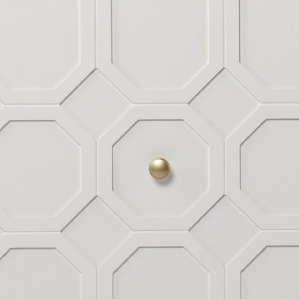 40" White Carved Geometric Sideboard with Two Doors HomeRoots