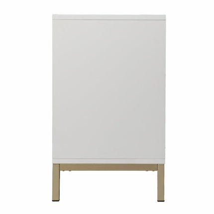 40" White Carved Geometric Sideboard with Two Doors HomeRoots