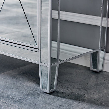 40" Silver Glass Three Drawer Sideboard with Three Doors HomeRoots