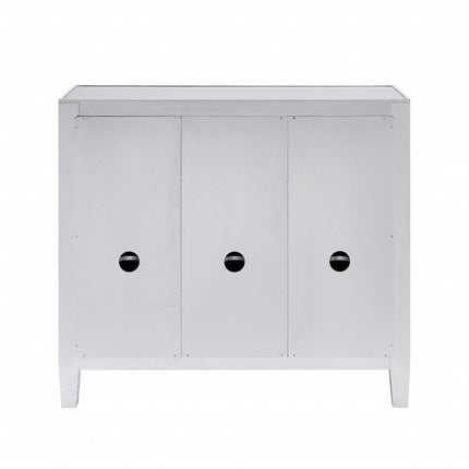 40" Silver Glass Three Drawer Sideboard with Three Doors HomeRoots