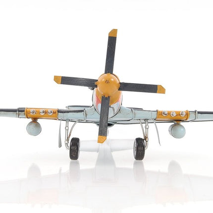 6" Grey Mustang Metal Hand Painted Decorative Airplane HomeRoots