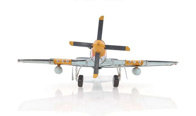 6" Grey Mustang Metal Hand Painted Decorative Airplane HomeRoots