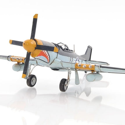 6" Grey Mustang Metal Hand Painted Decorative Airplane HomeRoots