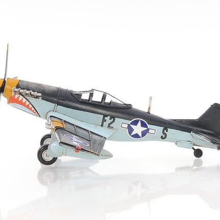 6" Grey Mustang Metal Hand Painted Decorative Airplane HomeRoots