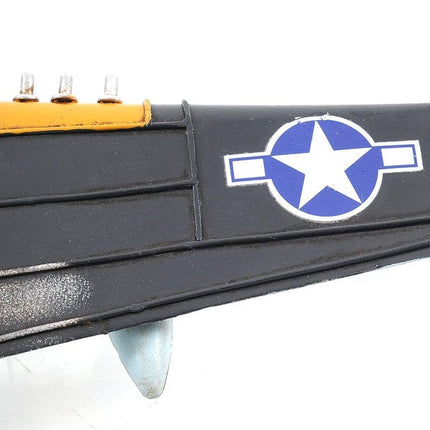 6" Grey Mustang Metal Hand Painted Decorative Airplane HomeRoots
