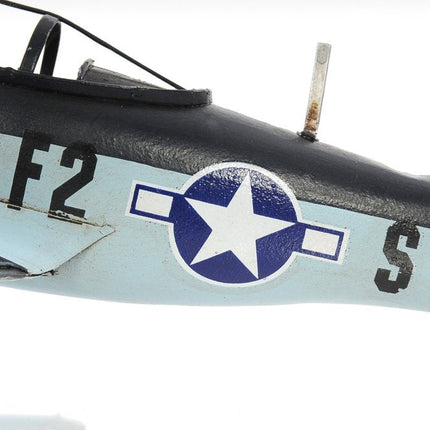6" Grey Mustang Metal Hand Painted Decorative Airplane HomeRoots