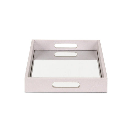 16" White Shagreen and Mirror Tray HomeRoots