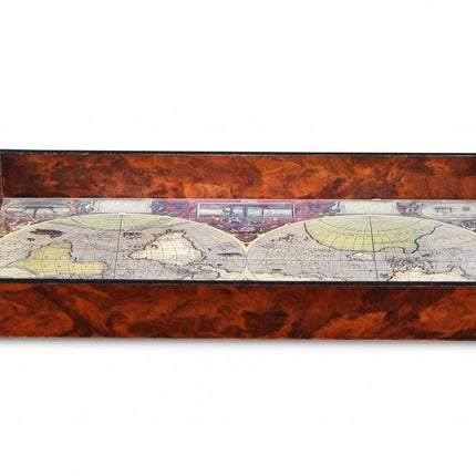 World Map Vintage Burlwood Serving Tray HomeRoots