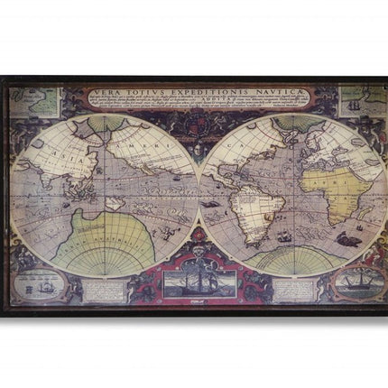 World Map Vintage Burlwood Serving Tray HomeRoots