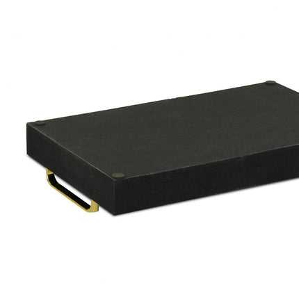 16" Black Wood And Linen Serving Tray With Handles HomeRoots