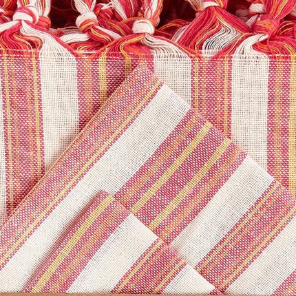 71" X 95" Red And White Striped Cotton Tablecloths HomeRoots
