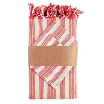 71" X 95" Red And White Striped Cotton Tablecloths HomeRoots
