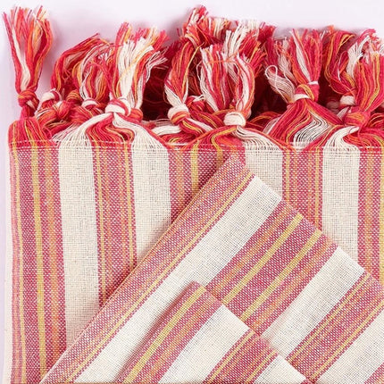 71" X 95" Red And White Striped Cotton Tablecloths HomeRoots